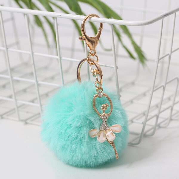 oly-5fd5ffd9bde984f72180fe0786e500c5 Wholesale Cute rhinestone angel ballet girl fur ball keychain pendant imitation rex rabbit fur ball bag ornaments