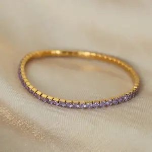 E048-Purple Zircon Gold Bracelet