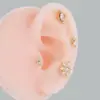 1 Piece Copper Zircon Ear Cartilage Rings & Studs Sector Snowflake Waterproof Non Tarnish Surgical Steel