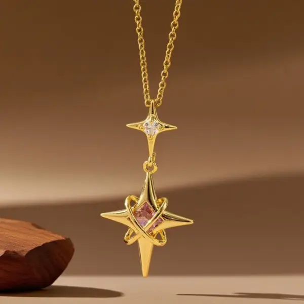 Wholesale Fashionable Titanium Steel Zirconia Necklace Women's High-End Personality Versatile Elegance Micro-Set Copper Pendant Jewelry