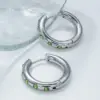 Fashion 18K Gold Plated Stainless Steel Earrings, Inlaid With Red, Pink, Green, And White Zircon, Suitable For Women