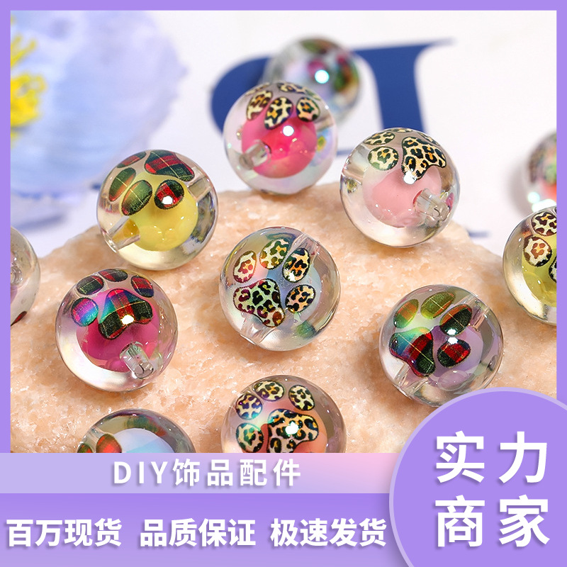 Wholesale Leopard print cat paw print beaded beads