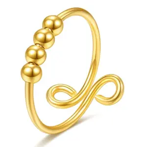 Glossy 4 beads gold / Adjustable opening