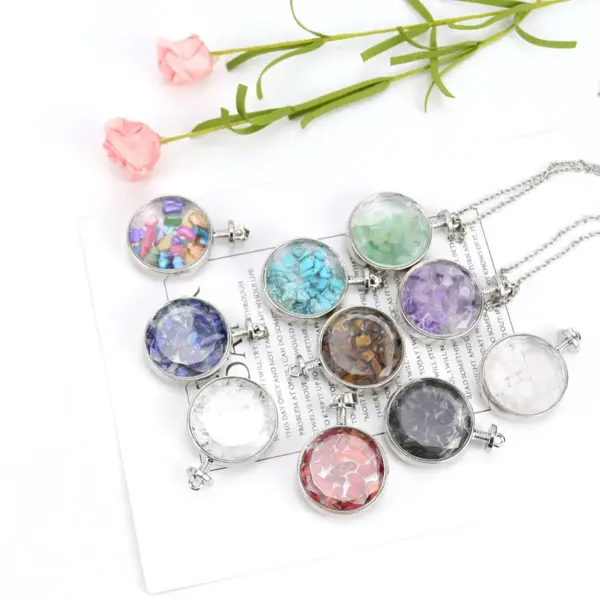 Wholesale Ethnic Style Round Natural Stone Pendant Necklace In Bulk