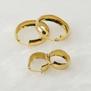 Simple Style Round Gold Plated 304 Stainless Steel 18K Gold Plated Stainless Steel Earrings