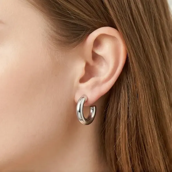 PVD Coated 18K Gold Plated Real Gold Plated C Shape Titanium Steel Simple Style Waterproof Non Tarnish Ear Studs