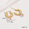 Wholesale 1 Pair Elegant Cute Sweet Flower Beaded Pearl 201 Stainless Steel 18K Gold Plated Earrings