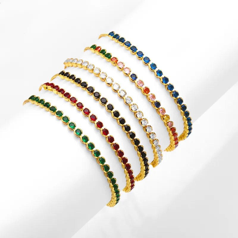 Wholesale Simple Style Round Copper 18k Gold Plated Zircon Bracelets In Bulk
