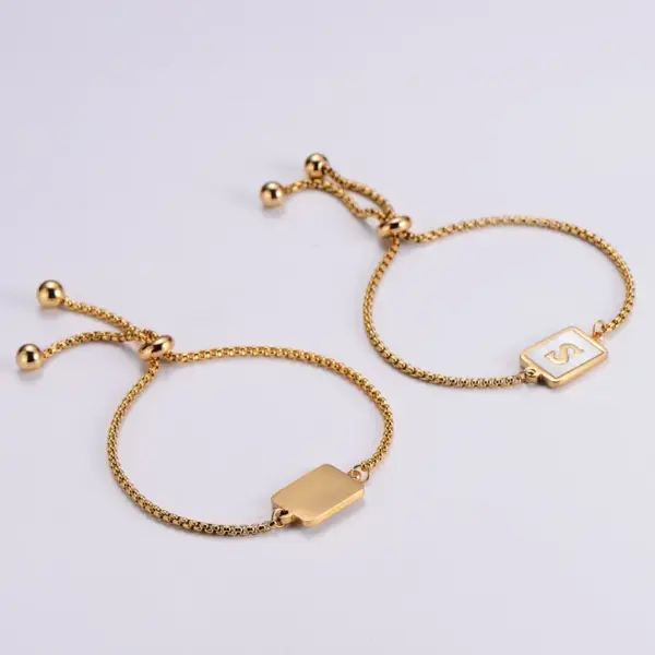 Wholesale PVD Coated 18K Gold Plated Letter 304 Stainless Steel Simple Style Waterproof Non Tarnish 304 Stainless Steel Bracelets