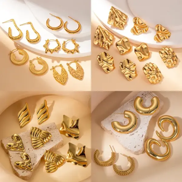 1 Pair Simple Style Geometric Heart Shape Plating Titanium Steel Ear Studs