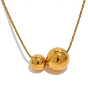 [Ah331] Large and Small Ball Necklace / Gold