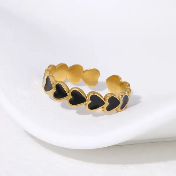 Wholesale PVD Coated Real Gold Plated 18K Gold Heart Shape 304 Stainless Steel Modern Style Simple Style Waterproof Non Tarnish Open Rings