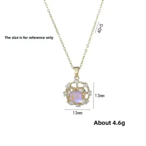 X383 March Light Stone Necklace Rotatable