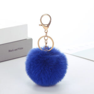 sapphire blue / Rabbit fur ball keychain