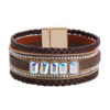 Wholesale Bohemian fashion rhinestone color Crystal multi-layer leather women's bracelet hand-woven leather women's bracelet