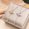 Real Gold Plated Heart Shape Wings 304 Stainless Steel Simple Style Waterproof Non Tarnish Necklace