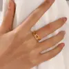 Wholesale PVD Coated 18K Gold Plated Geometric 304 Stainless Steel Modern Style Waterproof Non Tarnish Open Rings
