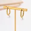 Wholesale PVD Coated Real Gold Plated 14K Gold U Shape 304 Stainless Steel Elegant Vintage Style Waterproof Non Tarnish 304 Stainless Steel Earrings