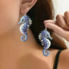 oly-600fc696e090389fa85eb60c7bb0f1cd Wholesale Ocean Series Diamond Seahorse Pattern Earrings