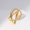 Wholesale PVD Coated Real Gold Plated Irregular Stainless Steel Fashion Waterproof Non Tarnish Open Ring