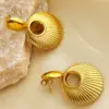 Wholesale PVD Coated Real Gold Plated 18K Gold Solid Color 304 Stainless Steel Elegant Retro Waterproof Non Tarnish Drop Earrings