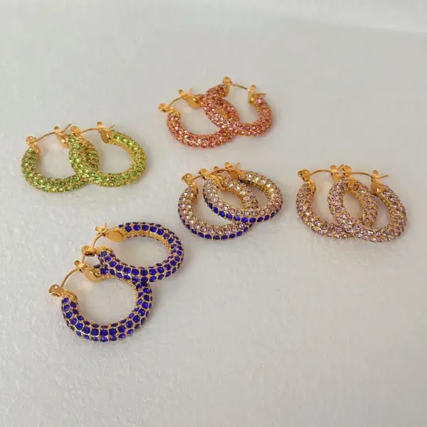 Wholesale 1 Pair Novelty Round Plating Inlay Titanium Steel Zircon 18k Gold Plated Earrings