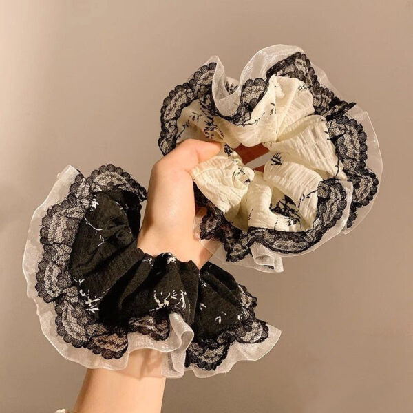 oly-601e09d50b4dabba14e7692e05b6e042 Wholesale Elegant French Style Lace Large Intestine Hair Ring Mori Style All-match Hair Ring Hair Rope Floral Leather Tendon Hair Aessories