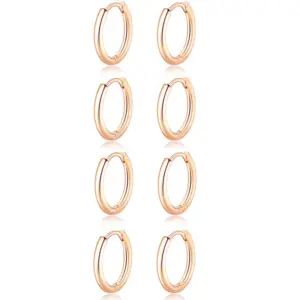 Rose Gold Set of 4 Pairs / (2.0mm Wire Diameter) 10mm 10mm 10mm 10mm 4 Pairs Set