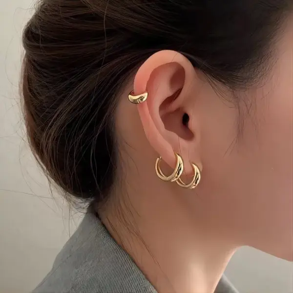 Wholesale 1 Pair Simple Style U Shape Plating 304 Stainless Steel Hoop Earrings