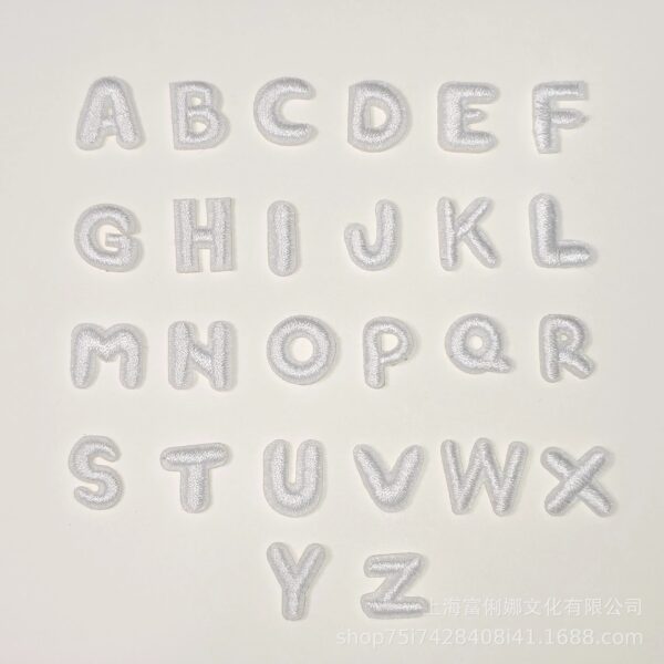 oly-60215fe771b48ac29d1186d350ebaaa7 Wholesale 1cm Mini White Letter English 26 Letters Embroidered Cloth Sticker Handmade DIY Decorative Sticker Ironing Sticker