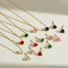 Wholesale Stainless Steel 18K Gold Plated Zircon Heart Pendant Necklace And Earrings Set Elegant Casual Fashion Jewelry For Women