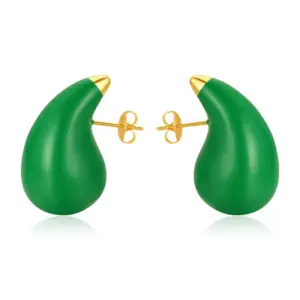 Wholesale 1 Pair Elegant Vintage Style Geometric Water Droplets Solid Color Epoxy Stainless Steel Ear Studs