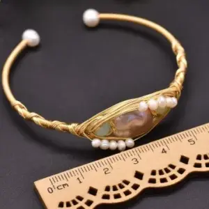 Jade Open Pink Purple Pearl Bracelet