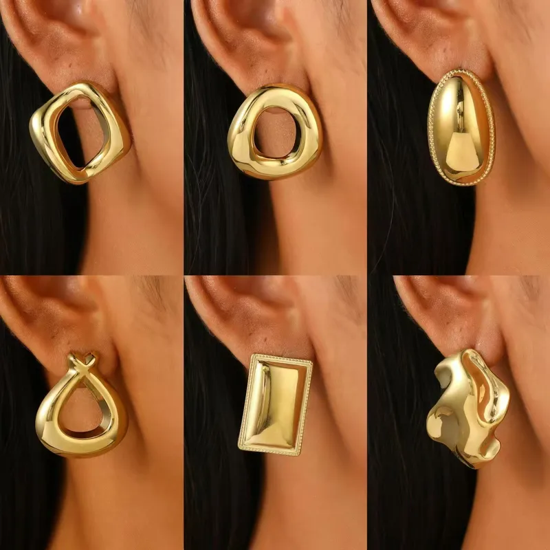Wholesale 1 Pair Retro Simple Style Classic Style Geometric 304 Stainless Steel 18K Gold Plated Ear Studs