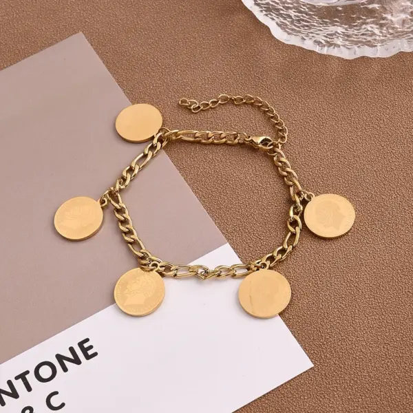 Wholesale Casual Vacation Color Block 304 Stainless Steel 18K Gold Plated Cuban Link Chain Curb Chain Handmade Chain Bracelets In Bulk