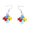 Wholesale Autism Autism Autism Color Puzzle Earrings Alloy Dropping Oil DIY Puzzle Autism Ladies Earrings