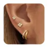 1 Pair Elegant Simple Style U Shape Leaves Inlay Copper Zircon 18K Gold Plated Earrings
