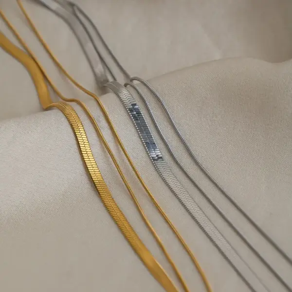 PVD Coated Real Gold Plated 18K Gold Solid Color 304 Stainless Steel Simple Style Waterproof Non Tarnish 304 Stainless Steel Three Layer Necklace