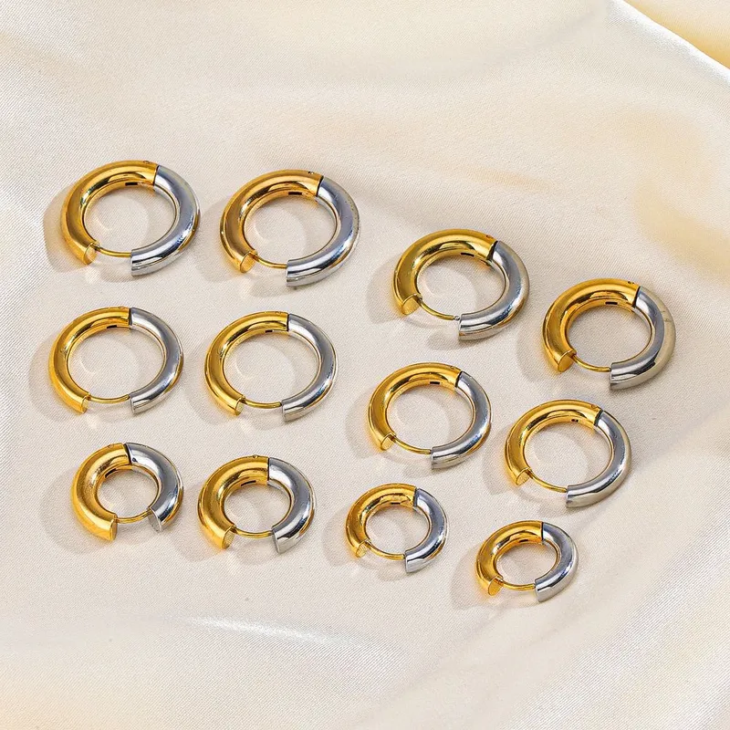 Wholesale PVD Coated 18K Gold Plated Color Block 304 Stainless Steel Simple Style Commute Waterproof Non Tarnish Earrings