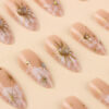 Wholesale Wear nail point drill almond long white halo nail art removable fake nails