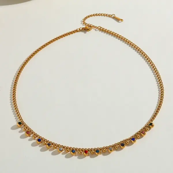 Wholesale Stainless Steel 18K Gold Plated Necklace And Earring Set With Multiple Pendants And Embedded Zirconia Stones For Women