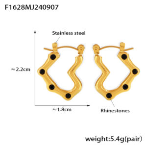 F1628-Gold black earrings