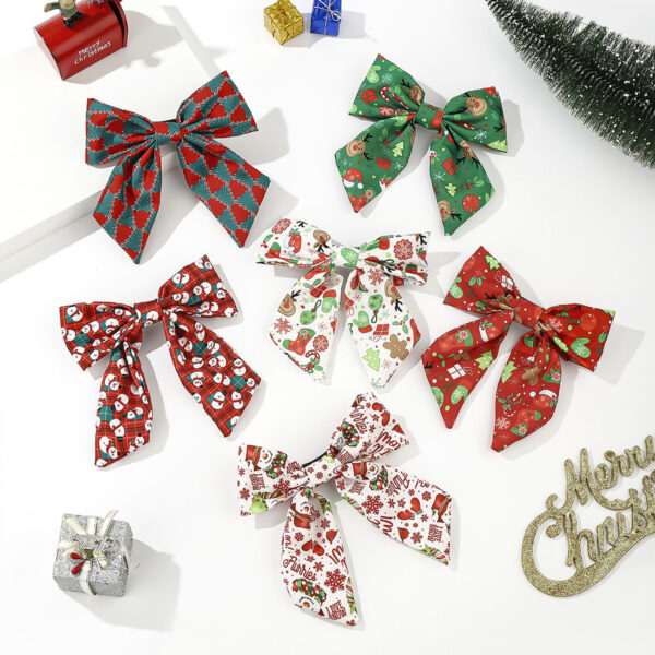 Wholesale Fabric knotted gift pine snowflake striped plaid solid color knotted wide-brimmed hair clip