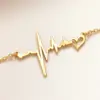 Wholesale 304 Stainless Steel Electrocardiogram Heart Shape Ion Plating (IP) 18K Real Gold Plated Elegant Waterproof Non Tarnish Cable Chain Gold Pendant Necklace