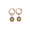 Wholesale 304 Stainless Steel Daisy PVD Coated Resin Dripping Oil 14K Real Gold Plated 14K Gold Retro Waterproof Non Tarnish Plating Lilac White Green Earrings