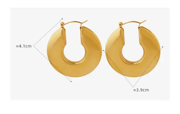 PVD Coated Real Gold Plated U Shape Titanium Steel Simple Style Waterproof Non Tarnish Hoop Earrings