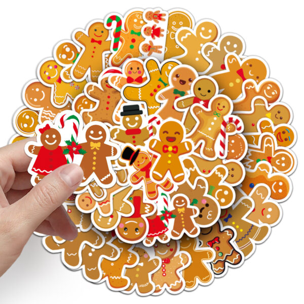 Wholesale 50pcs/pack Gingerbread Man Personality Cartoon Holiday Sticker
