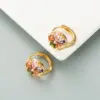 Wholesale Fashion Geometric Inlaid Zircon Alloy Artificial Gemstones Copper Earrings