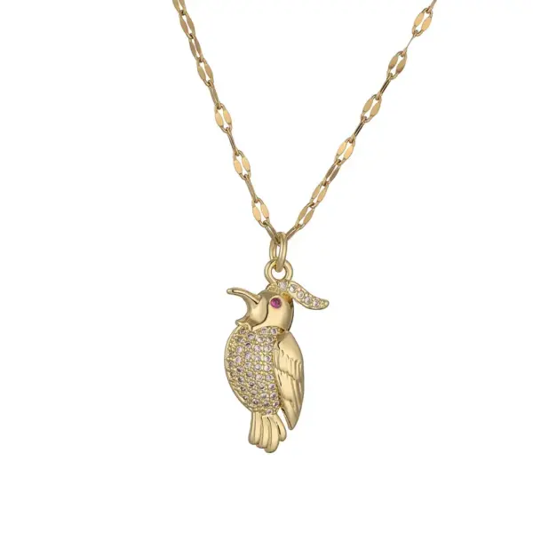Wholesale PVD Coated Bird Titanium Steel Copper IG Style Simple Style Waterproof Non Tarnish Titanium Steel Pendant Necklace