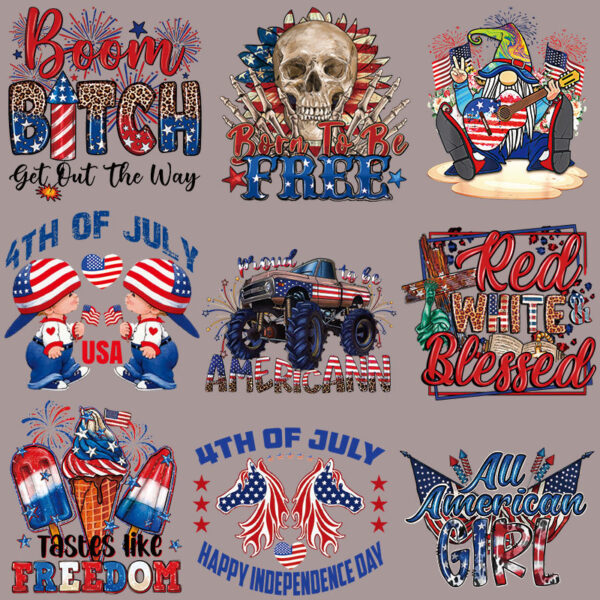 Wholesale Independence Day Hot Stamping StickerUV DTF Ready to Press Transfers Wraps